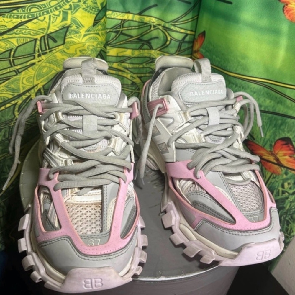 Balenciaga Authentic LED Track Sneakers in Gray and Pink with COA No Box-ON SALE - Picture 6 of 16